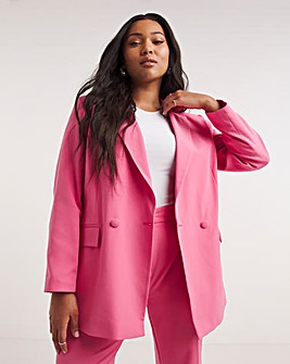 Hot Pink Double Breasted Relaxed Blazer