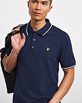 Lyle & Scott Navy Short Sleeve Tipped Polo