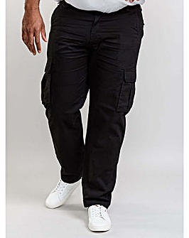 D555 ROBERT Peached And Washed Black Cotton Cargo Trousers