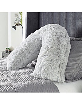 Long Pile Faux Fur V Shape Pillow - Grey