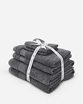 Catherine Lansfield Anti Bacterial 6 Piece Towel Bale Charcoal