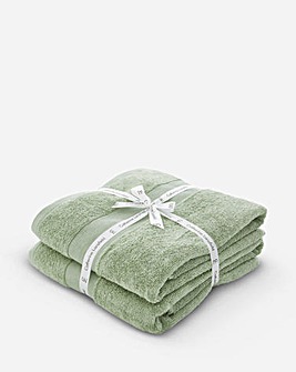 Catherine Lansfield Anti Bacterial Cotton Bath Sheet Pair Sage