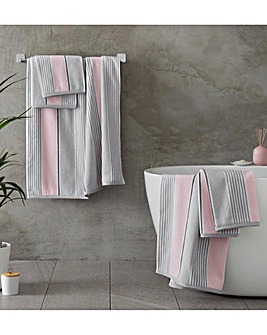 Catherine Lansfield Textured Stripe Pink Towels