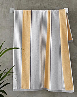 Catherine Lansfield Textured Stripe Ochre Cotton Towels