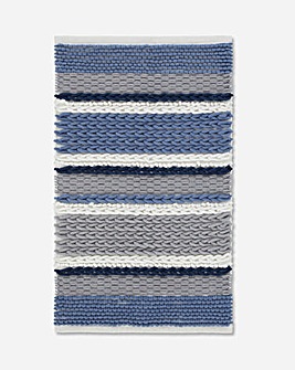 Catherine Lansfield Textured Stripe Blue Bath Mat