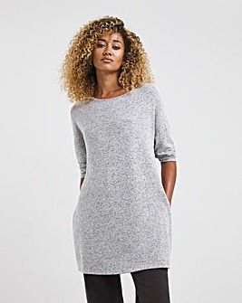 Grey Marl Long Sleeve Cosy Soft Touch Side Pocket Tunic