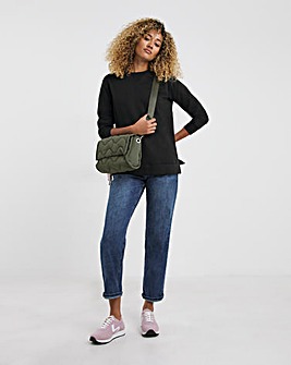Black Long Sleeve Basics Set In Sleeve Sweatshirt