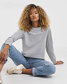 Grey Marl Long Sleeve Basics Set In Sleeve Sweatshirt