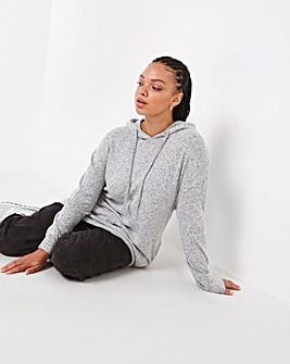 Grey Marl Long Sleeve Cosy Soft Touch Pull On Hoodie