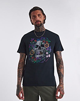Floral Skull Graphic T-shirt Long