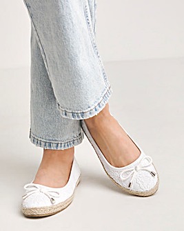 Arielle Broderie Ballerina Espadrille Extra Wide EEE Fit