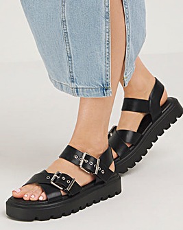 Bey Statement Buckle Chunky Sandals Ex Wide Fit