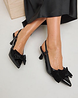 Jackie Oversized Bow Slingback Heeled Court Shoes Extra Wide EEE Fit