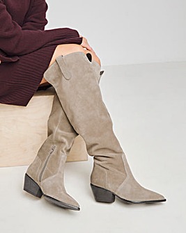 Kairo Suede Over the Knee Multi Wear Western Boots Wide E Fit Super Curvy Calf