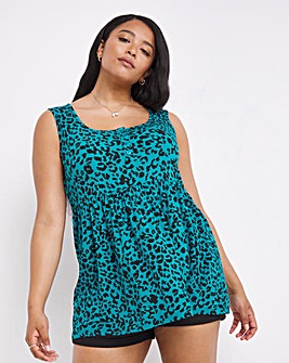 Sleeveless Button Front Square Neck Tunic