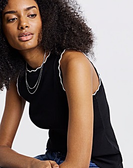 Black and White Scallop Edge Tank