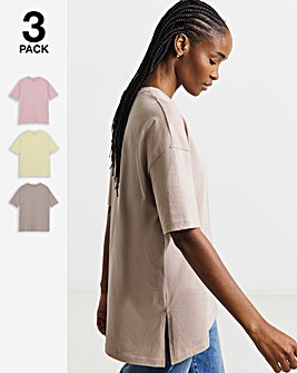 Mocha, Pink & Yellow 3 Pack Boyfriend T-Shirts