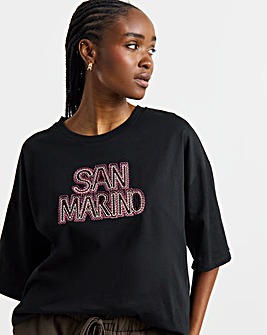 Black San Marino Embroidered Graphic T-Shirt