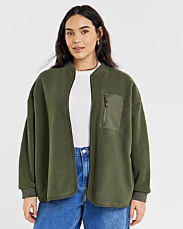 Khaki Micro Fleece Bomber Jacket