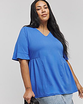 Blue Supersoft V Neck Smock Top