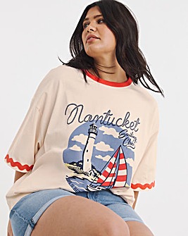 Ecru Nantucket Sailing Club Graphic T-Shirt