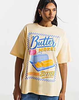 Yellow Butter Graphic Oversized T-Shirt