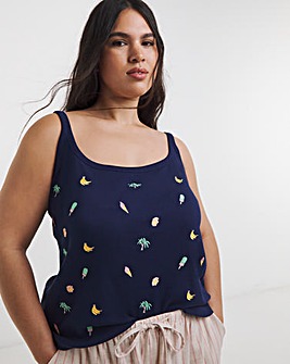 Navy Holiday Embroidered Vest