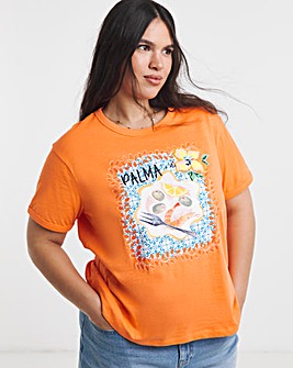 Simply Be Yellow Palma Graphic T-Shirt