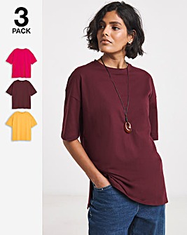 Pink, Burgundy & Yellow 3 Pack Boyfriend T-Shirts