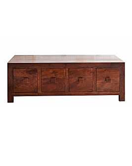 Java Ready Assembled Solid Acacia Wood 8 Drawer Storage Coffee Table