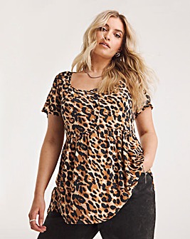 Animal Short Sleeve Button Front Tunic