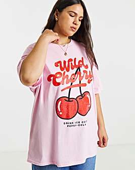 Simply Be Baby Pink Cherry Pepsi License T-Shirt