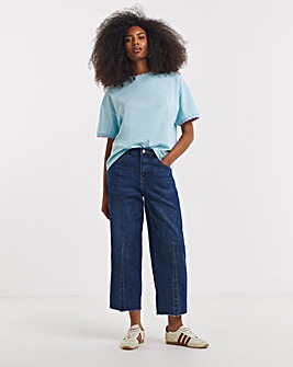 Simply Be Pale Blue Scallop Trim Boxy T-Shirt