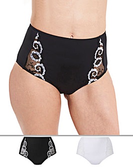 Pretty Secrets 2 Pack Joanna Embroidered Black/White Briefs