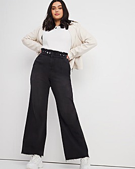 Joss Washed Black Wide Leg Jeans