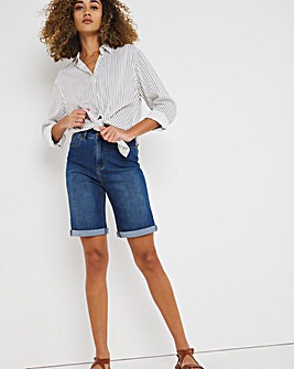 24/7 Blue Knee Length Denim Shorts made with Organic Cotton