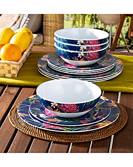 Waterside 12 Piece Tropical Melamine Picnic Set