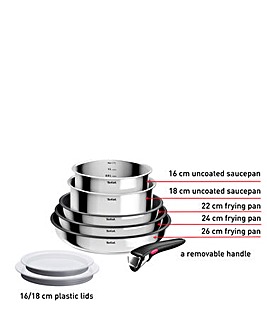 Tefal Ingenio Cook Eat 8 Piece Stainless Steel Pan Set