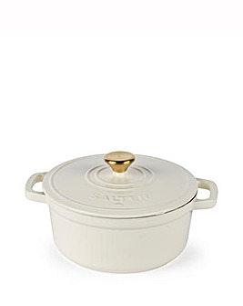 Salter 24cm Cast Iron Casserole Dish Cream