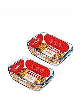 Pyrex Set of 2 Rectangular Air fryer Dishes