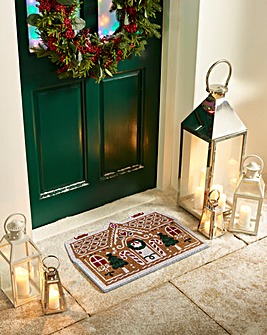 My Mat Printed Coir Christmas Gingerbread Cottage Doormat