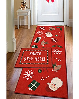 Santa Runner and Doormat Set