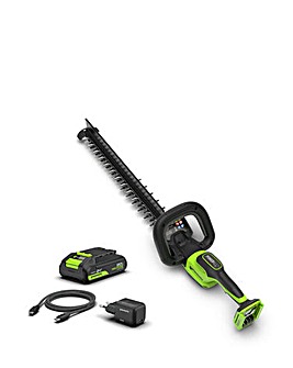 Greenworks 24V 51cm Cordless Brushless Hedge Trimmer (2AH Battery & Charger)