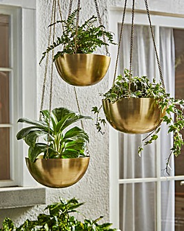 Set of 3 Gold Hanging Planters
