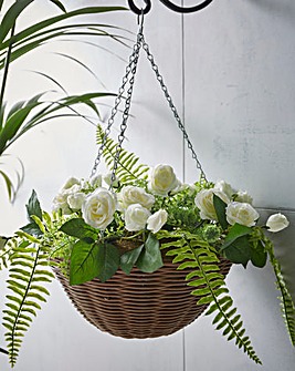 Artificial Rose Sensation Hanging Basket