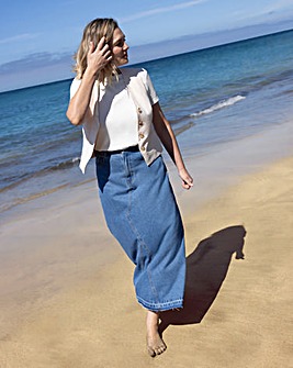 Blue A Line Maxi Skirt