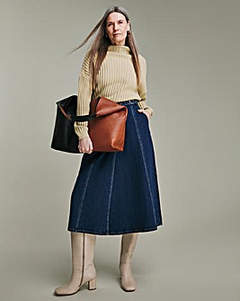 Mid Blue Wrap Midi Skirt