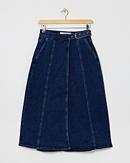 Mid Blue Wrap Midi Skirt