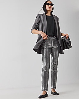 Silver Metallic Slim Leg Jeans