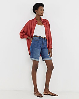 Mid Blue 24/7 Knee Denim Shorts